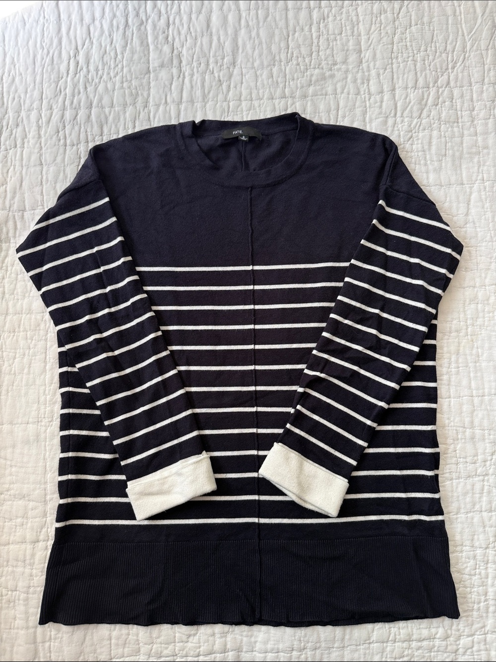 A.P.C. Navy and White Striped Long-Sleeve Crew